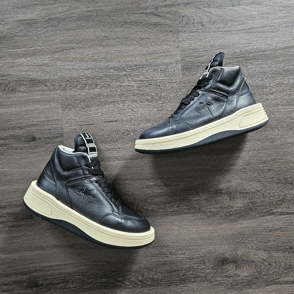 Converse Rick Owens x DRKSHDW TURBOPN Black  Leather High Trainers Mens Size 8.5 - Picture 3 of 11